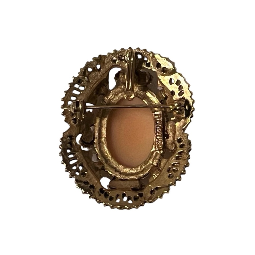 Vintage Florenza Gold Carved Shell Face Design - Picture 2 of 2